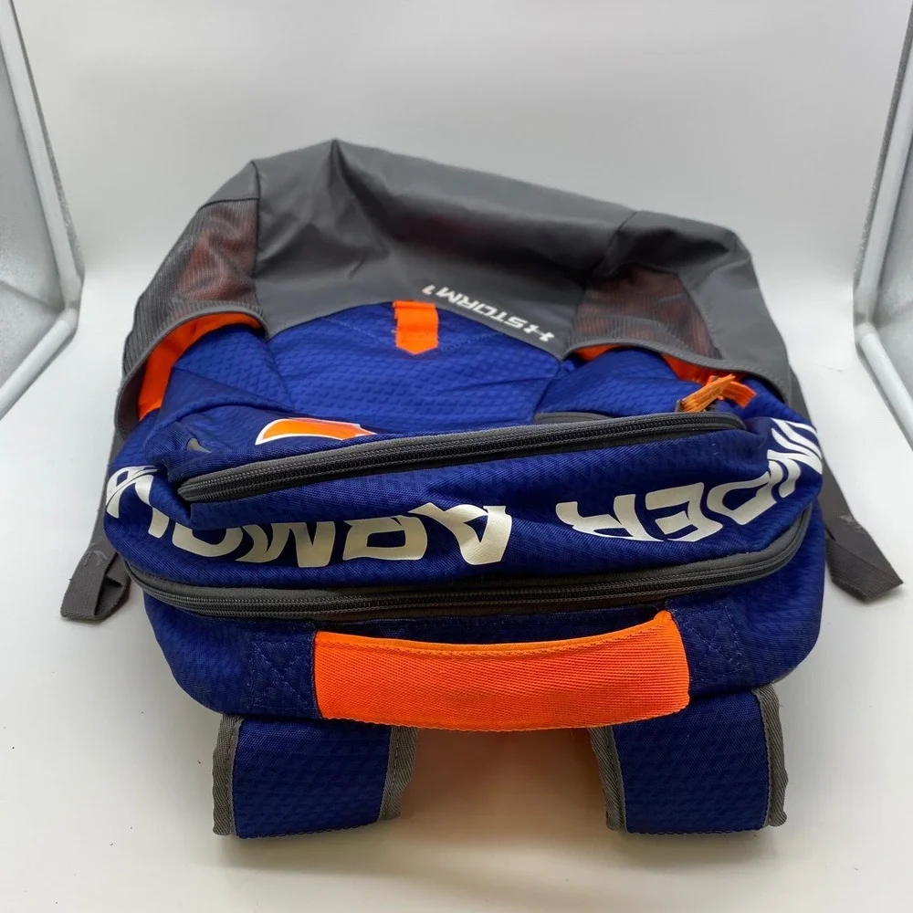 Under Armour Storm 1 Backpack Mens OS Blue Orange Grey HeatGear Laptop Sleeve